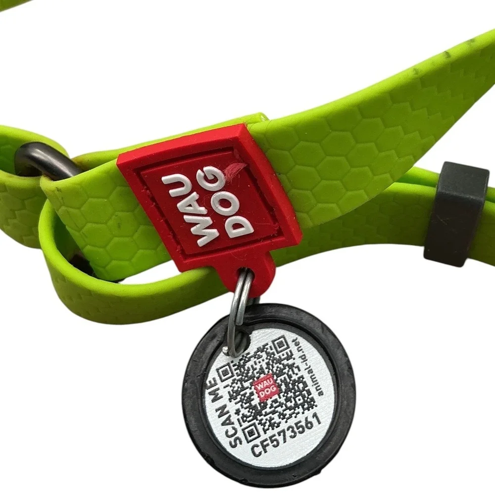 WAUDOG Waterproof Lime Green Dog Harness with‎ QR Passport Tag H-Shape Large